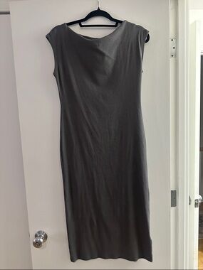 h&m voluminous satin dress Women's Navy blue Scarf-detail satin dress